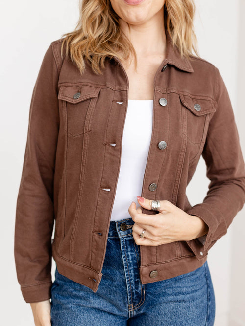 washed brown lightweight knit jacket