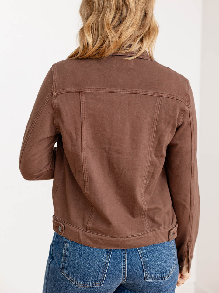 washed brown lightweight knit jacket