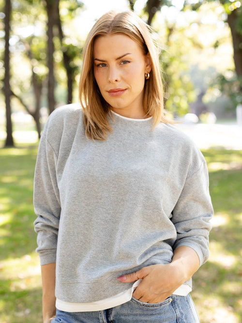 grey pullover two in one sweater