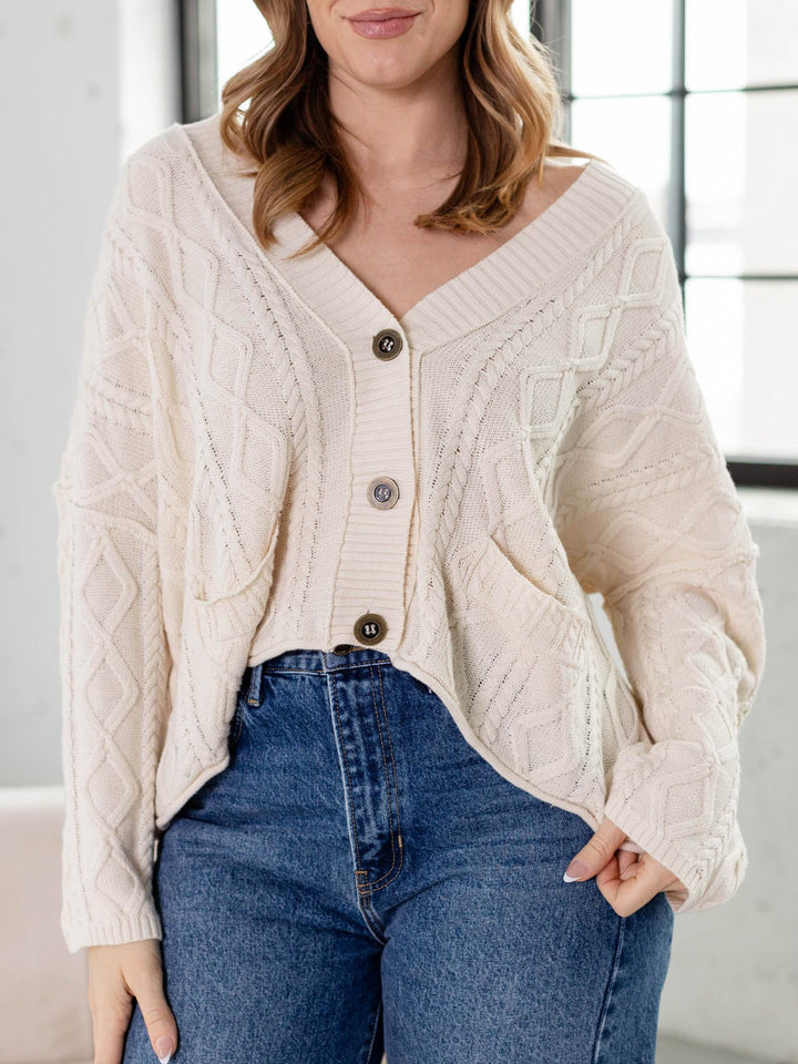 slouchy cable knit cardigan