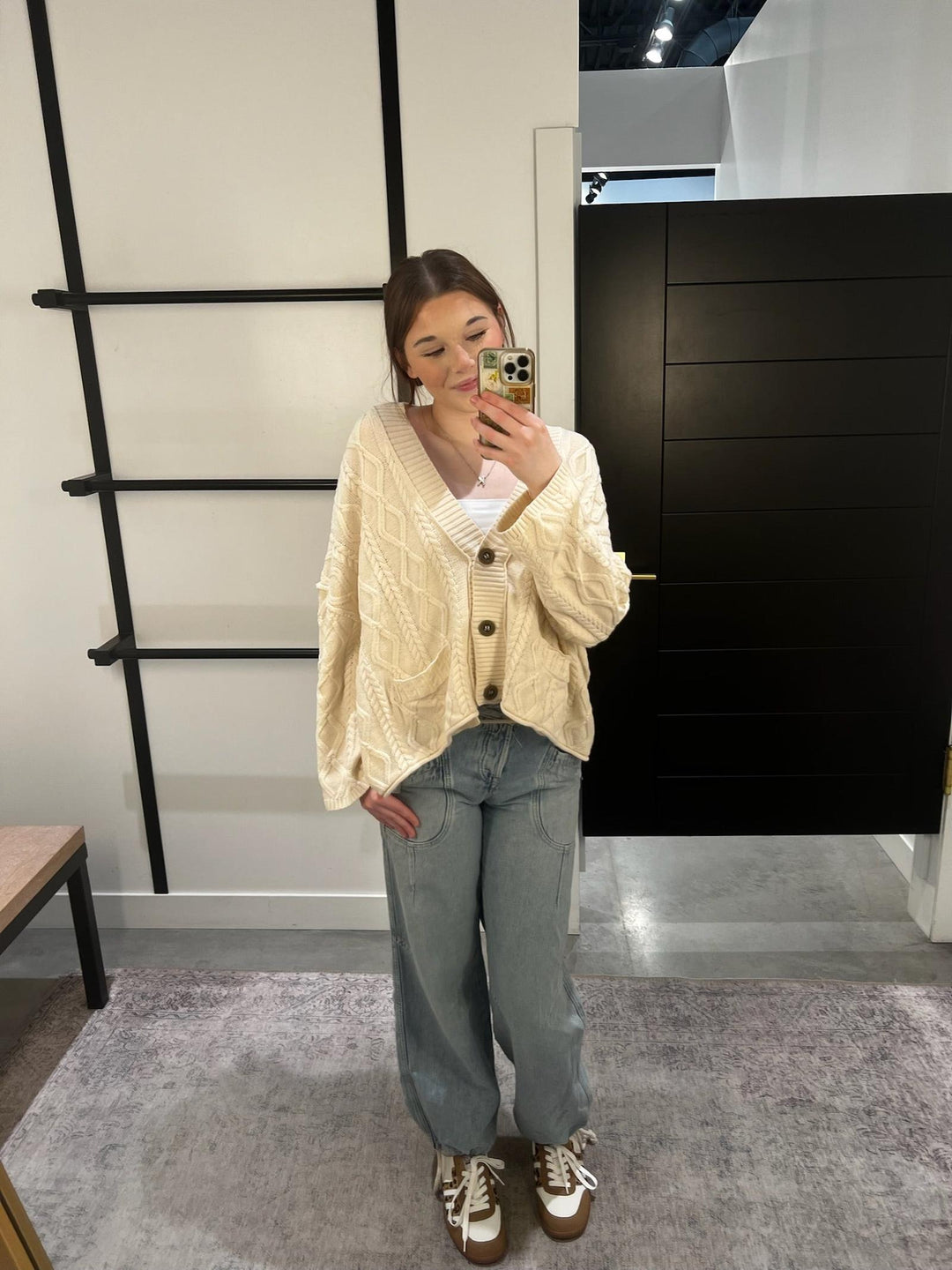 slouchy cable knit cardigan