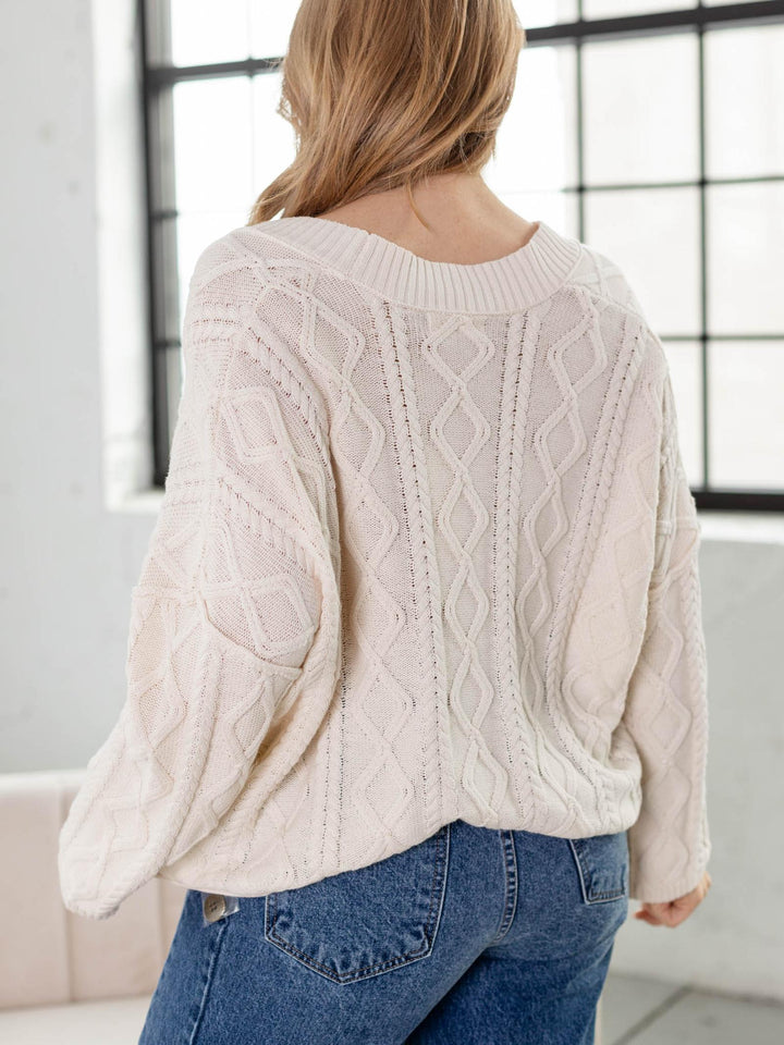 slouchy cable knit cardigan
