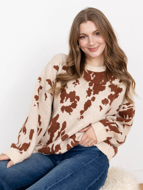 cow print oversized sweater