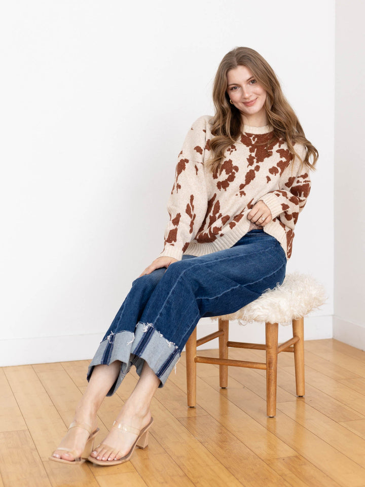 cow print oversized sweater