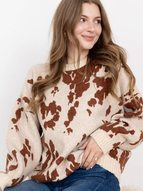 cow print oversized sweater