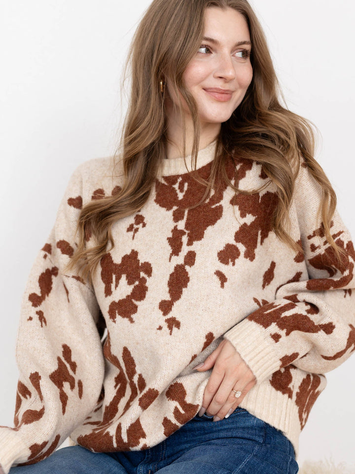 cow print oversized sweater