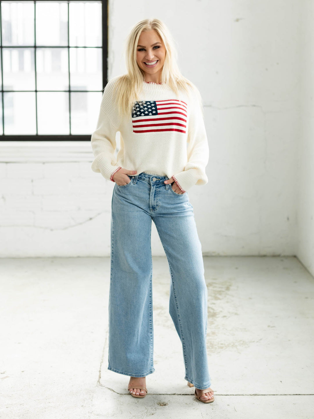 American flag knit sweater