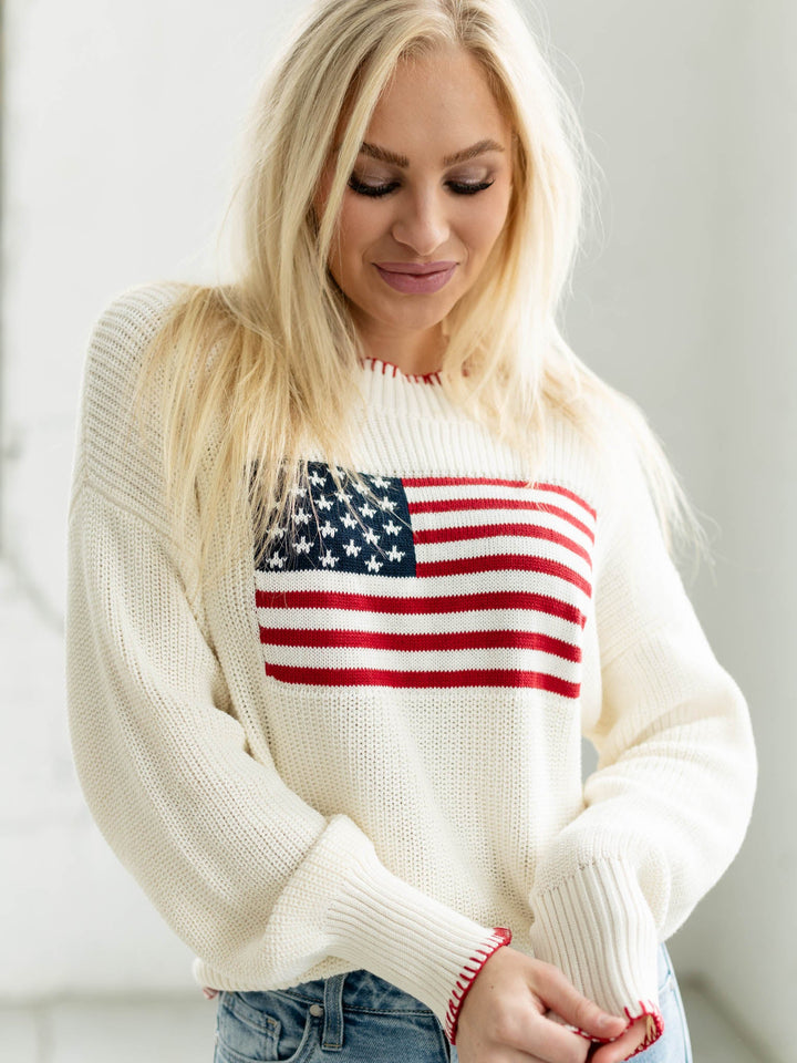 American flag knit sweater