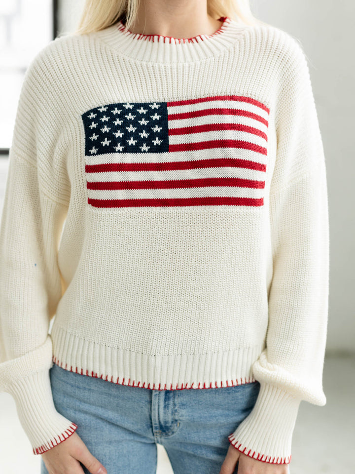 American flag knit sweater