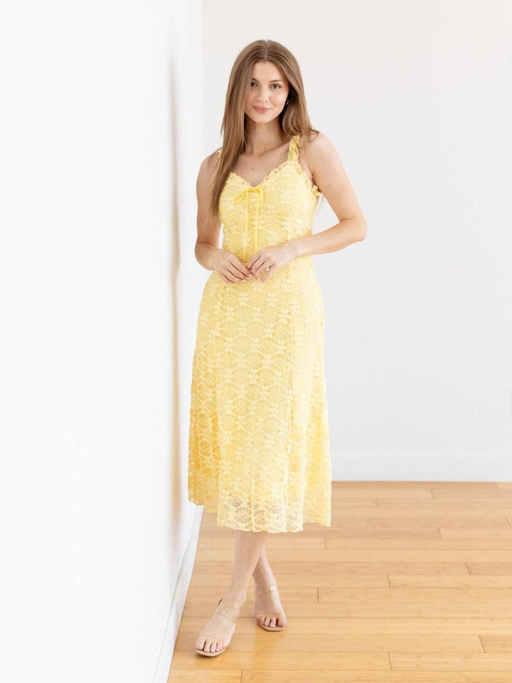 yellow lace dress