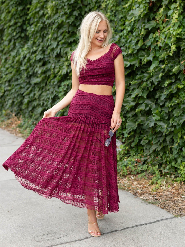 By Together Knit Lace Midi Skirt
