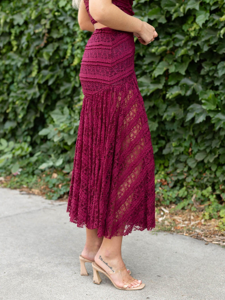 By Together Knit Lace Midi Skirt