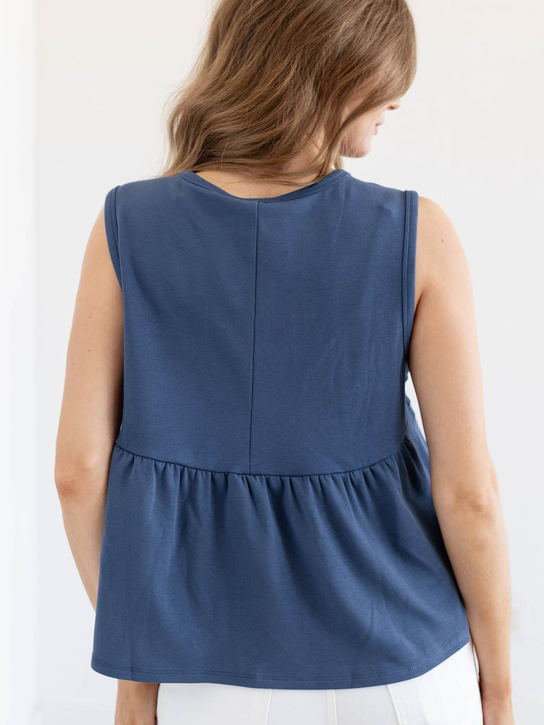 sleeveless pleated top