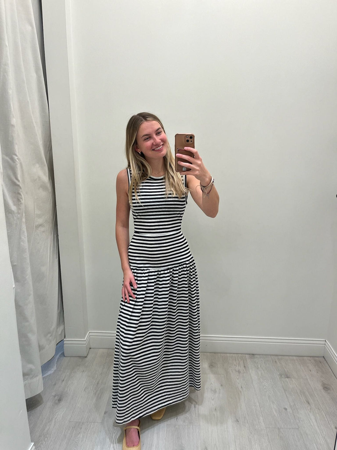 black and white striped maxi dress