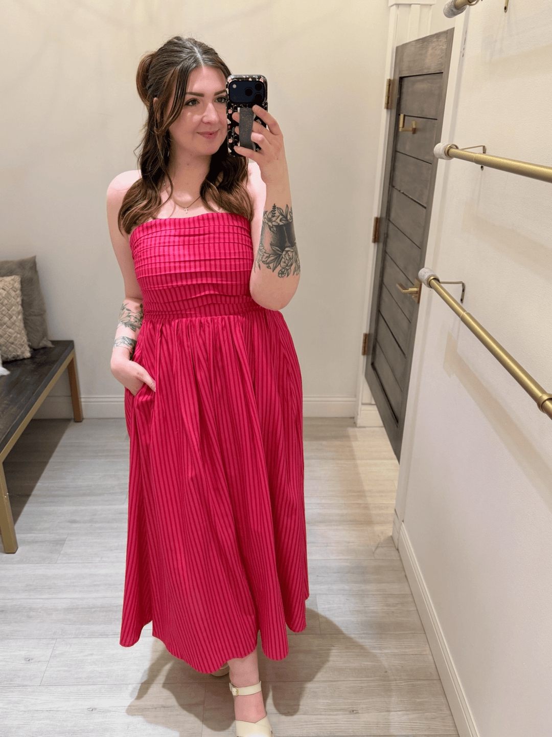 Striped Strapless Maxi Dress