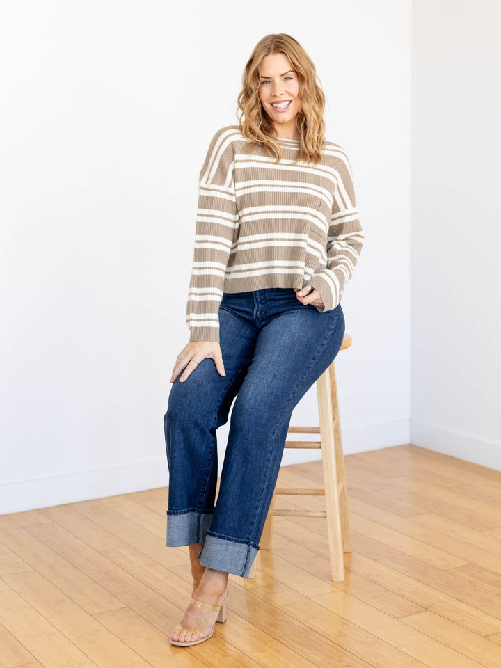 stripe boxy neutral sweater