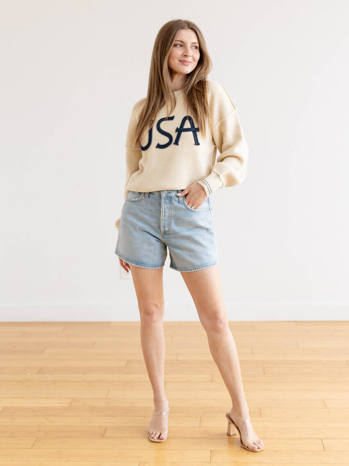usa rope textured sweater