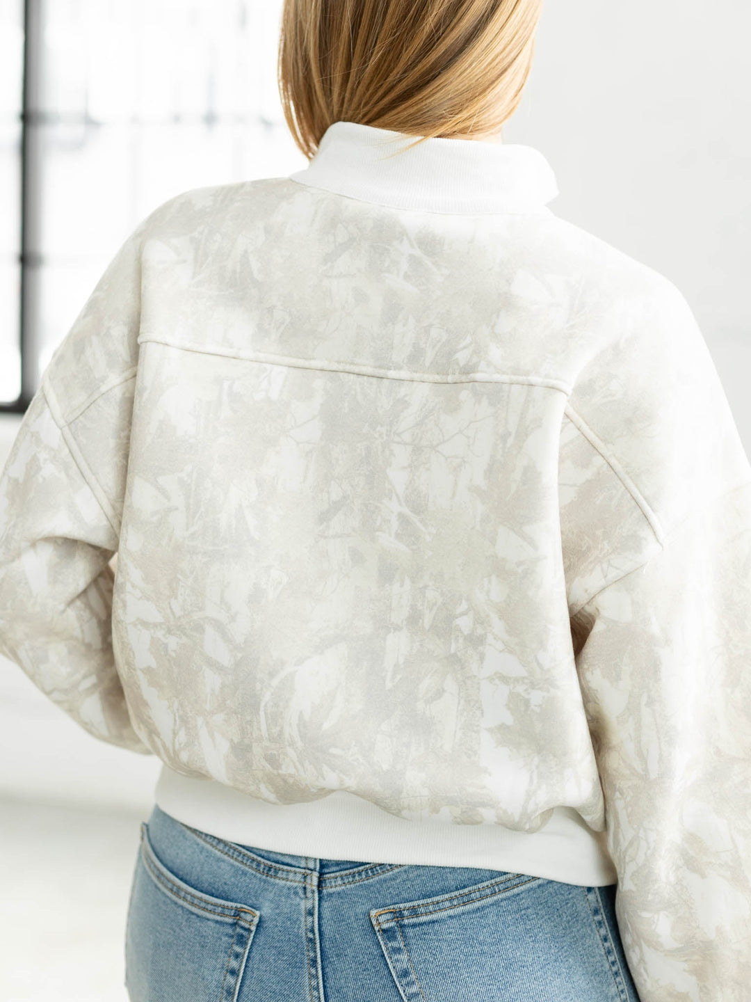 oversized camo half zip