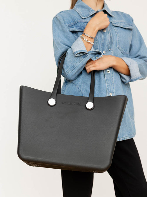 rubber waterproof black tote bag