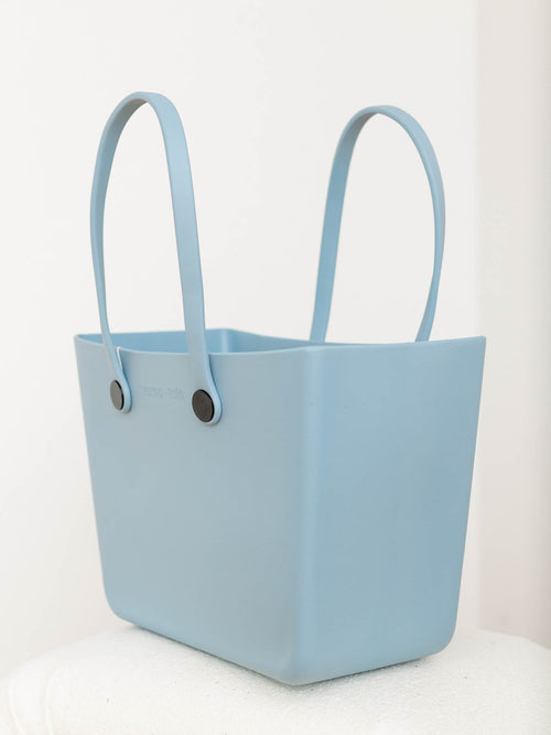 rubber waterproof blue tote bag