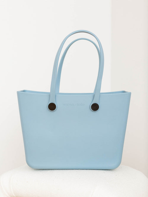 rubber waterproof blue tote bag