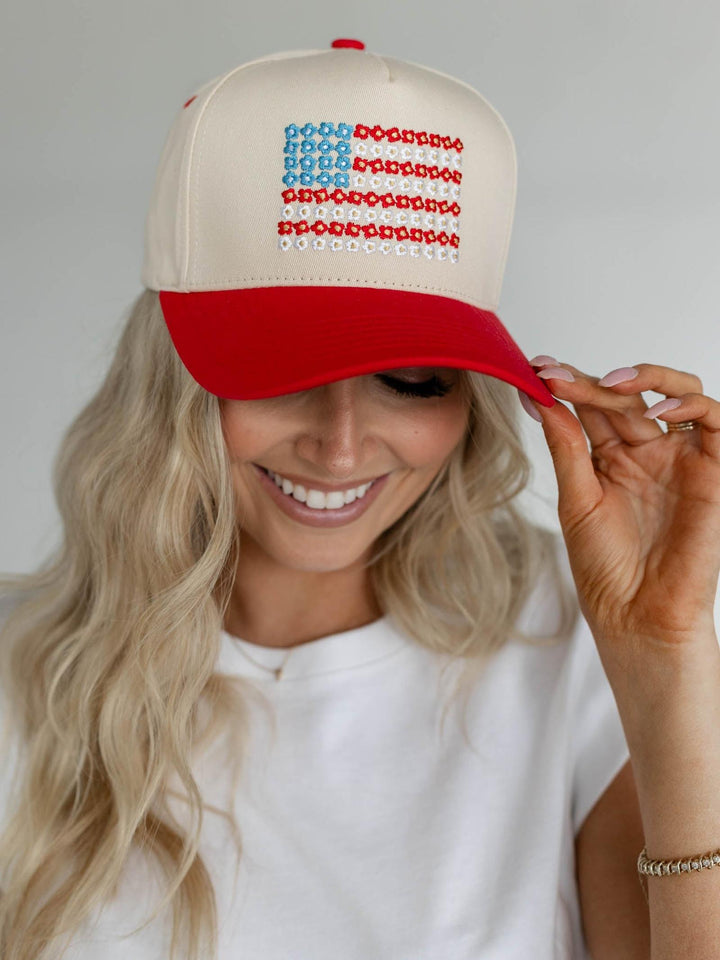 floral flag trucker hat