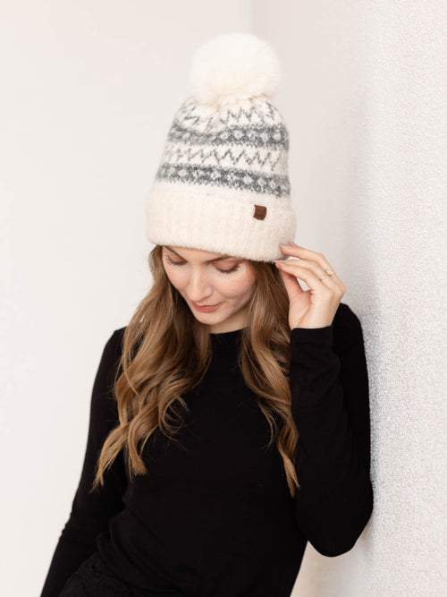 grey fair isle hat