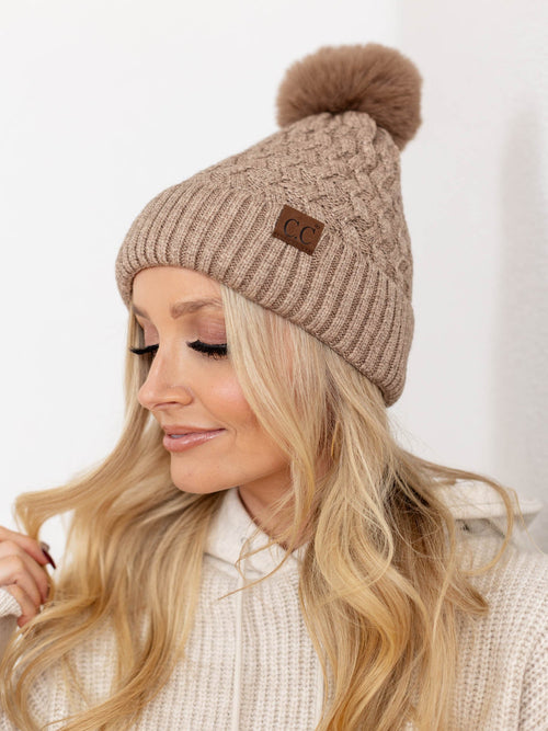 tan woven beanie