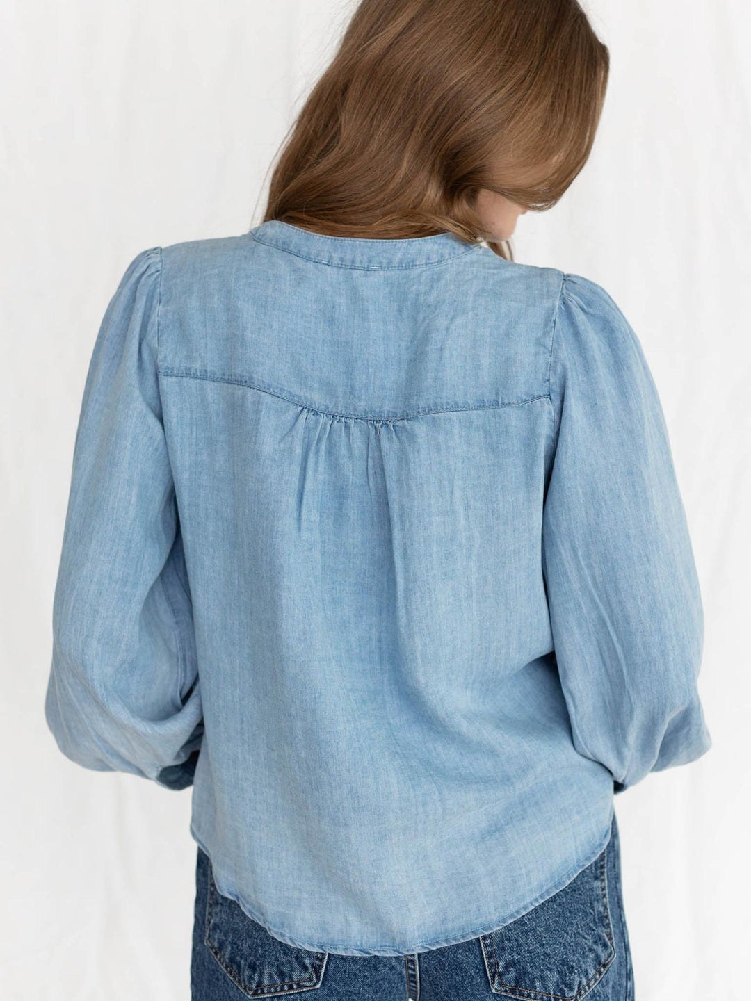 chambray button up top
