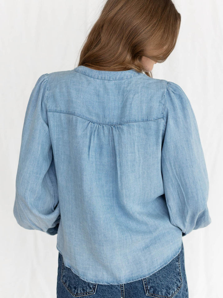 chambray button up top