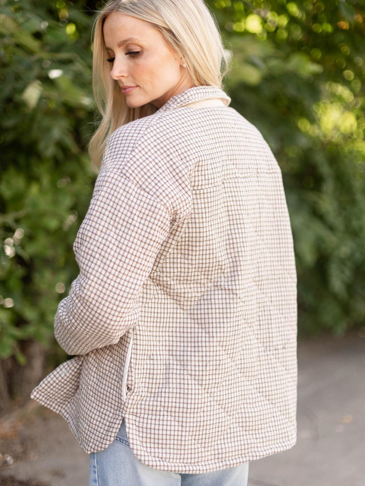 Checker Print Puffer Shacket