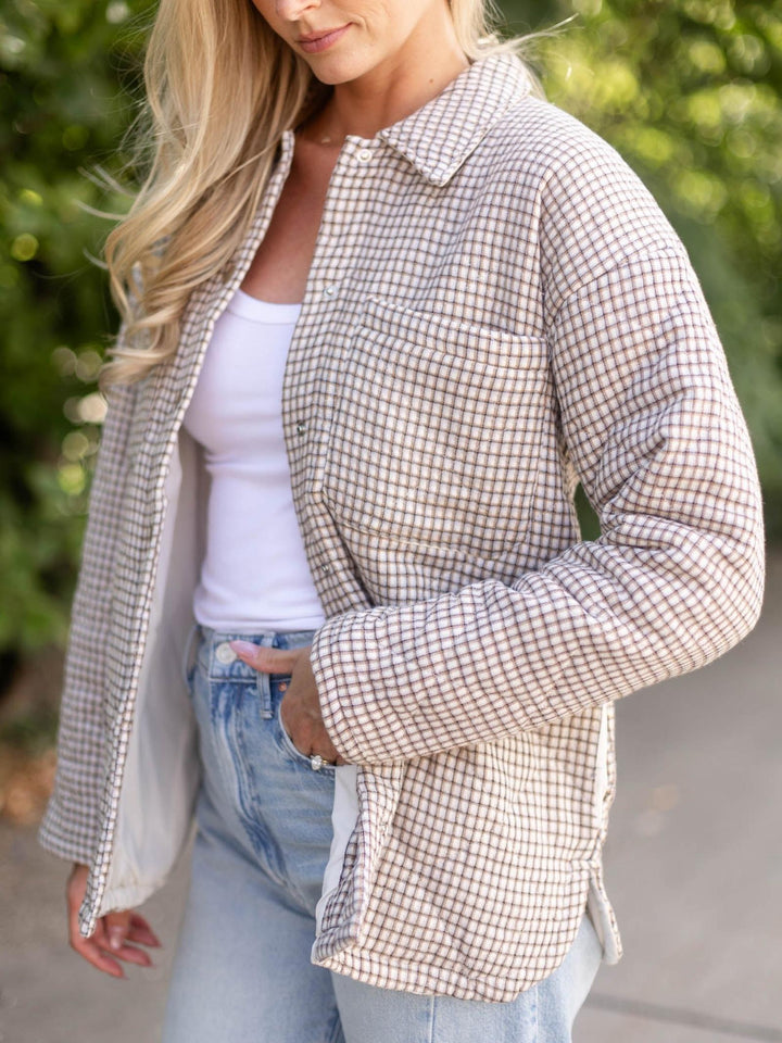 Checker Print Puffer Shacket