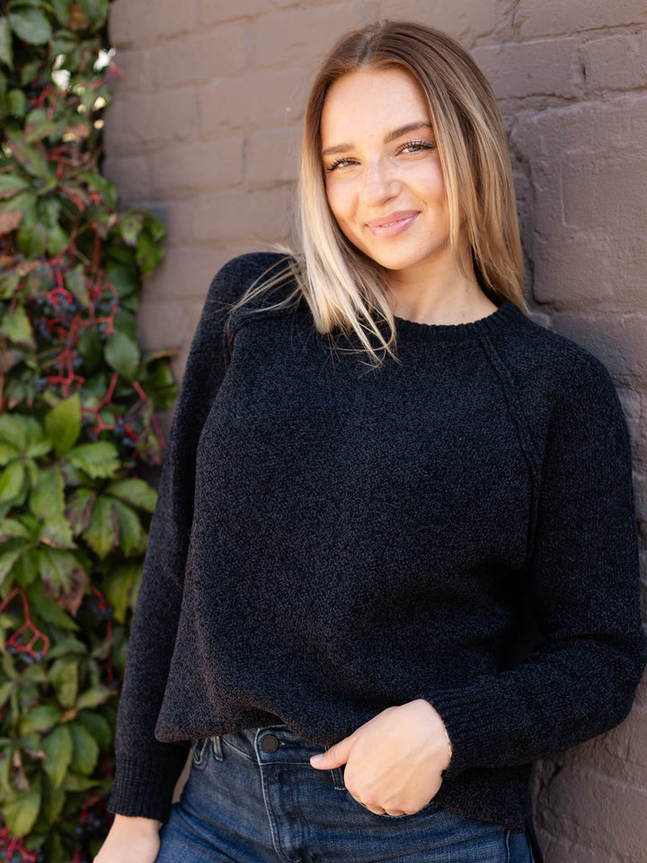 black super soft raglan sweater