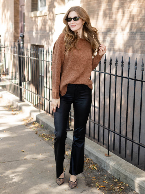 soft brown chenille sweater