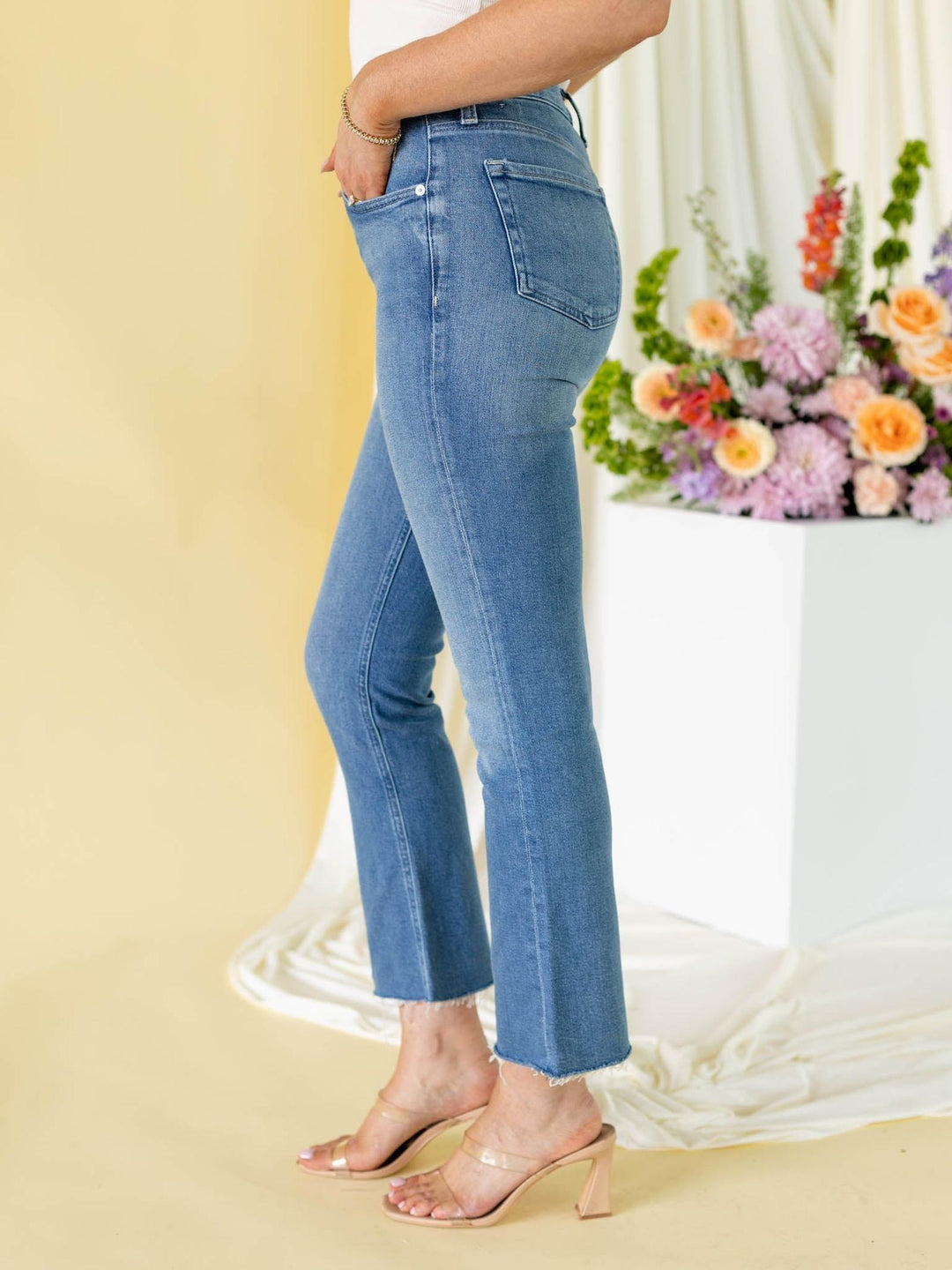 kick flare denim jeans