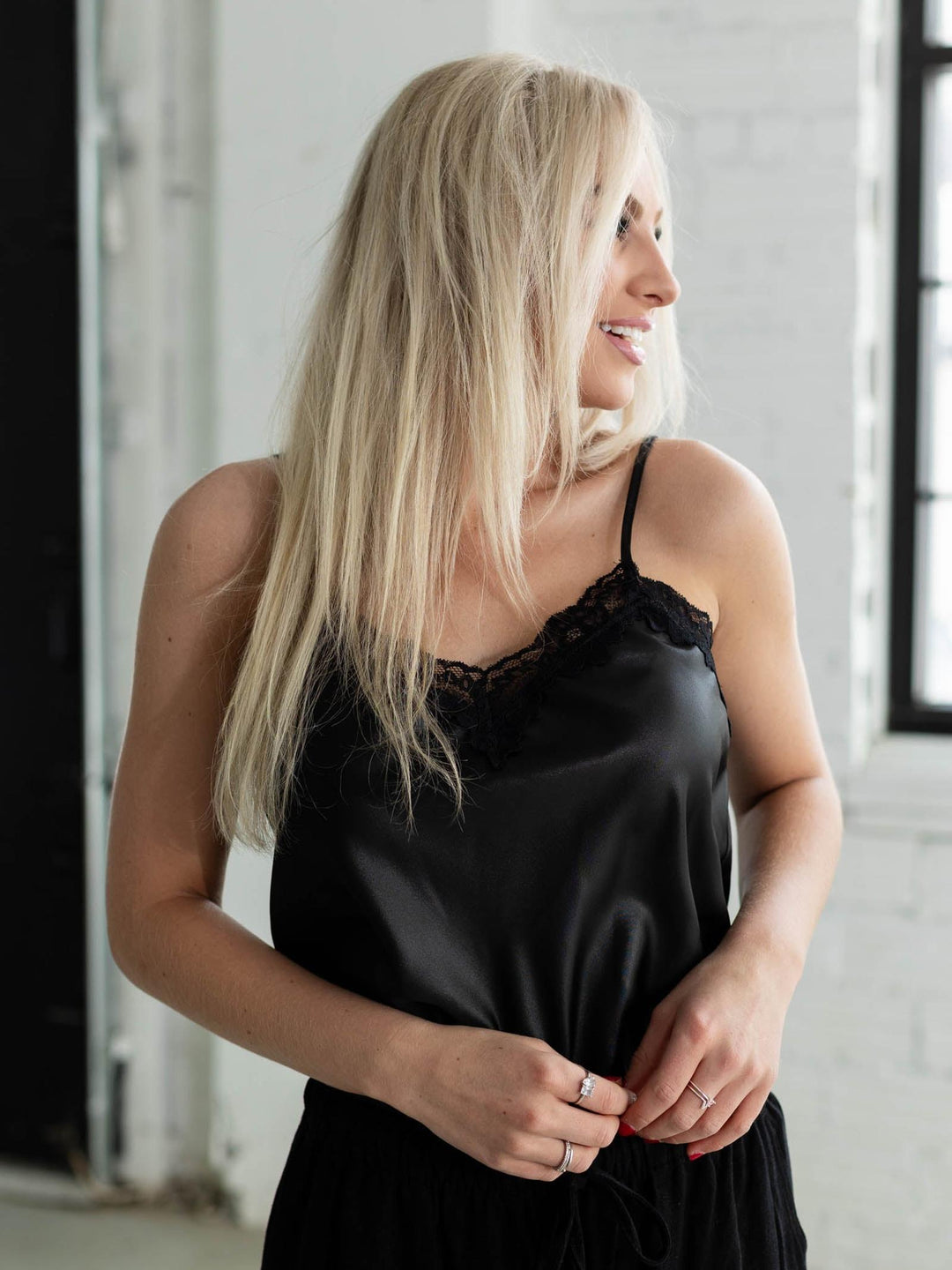 v neck lace trim cami