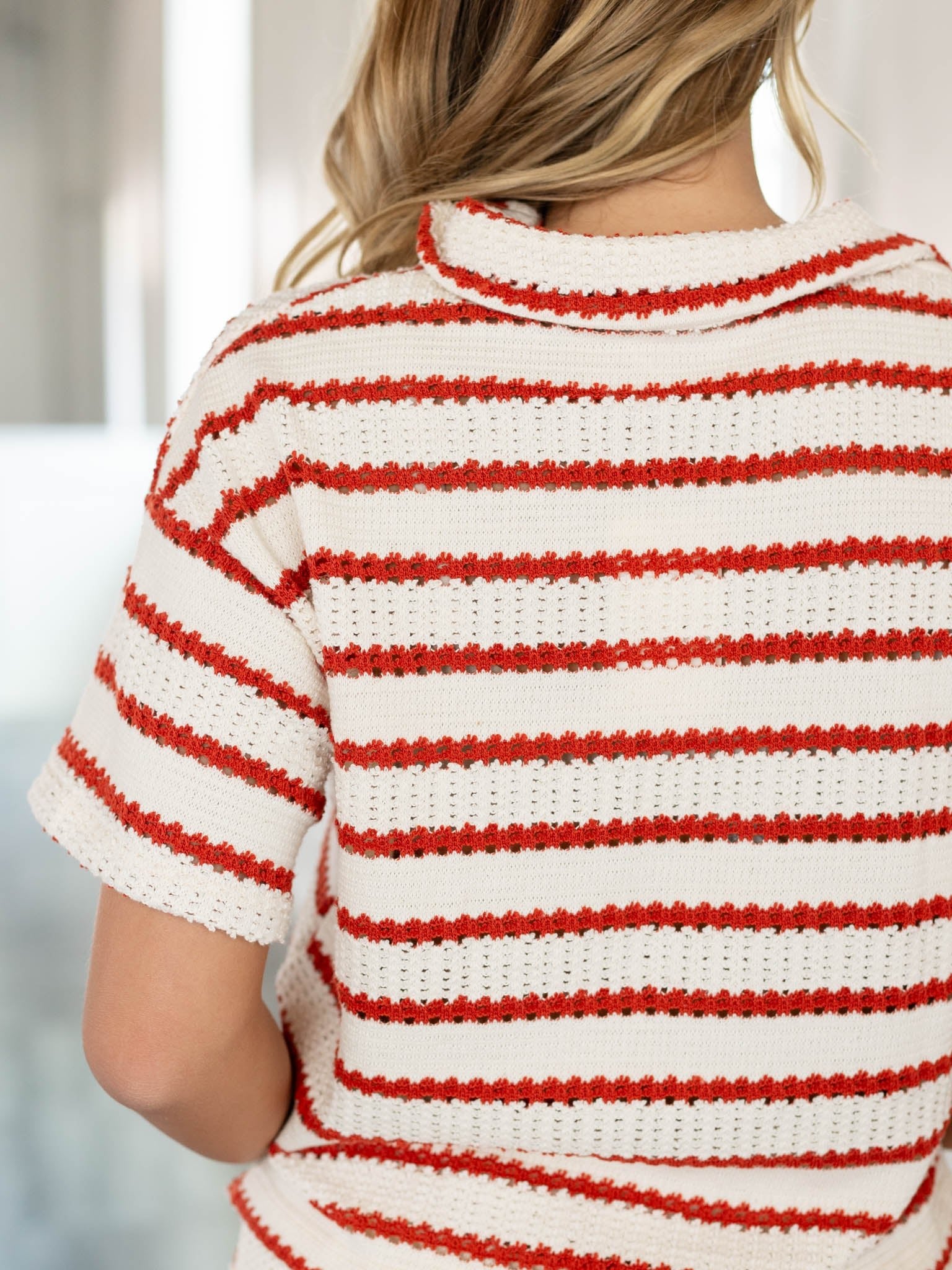 Collared Stripe Crochet Top – Leela and Lavender