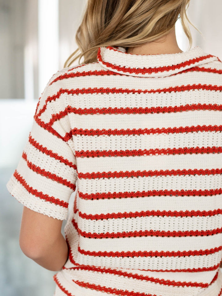 striped crocheted short sleeve