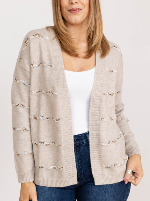popcorn yarn stripe cardigan