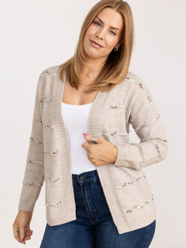 popcorn yarn stripe cardigan
