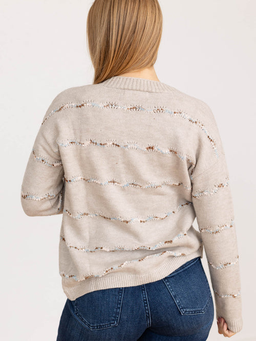 popcorn yarn stripe cardigan