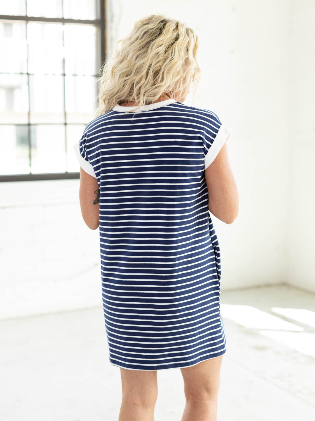 Contrast Trim Banded T-Shirt Dress