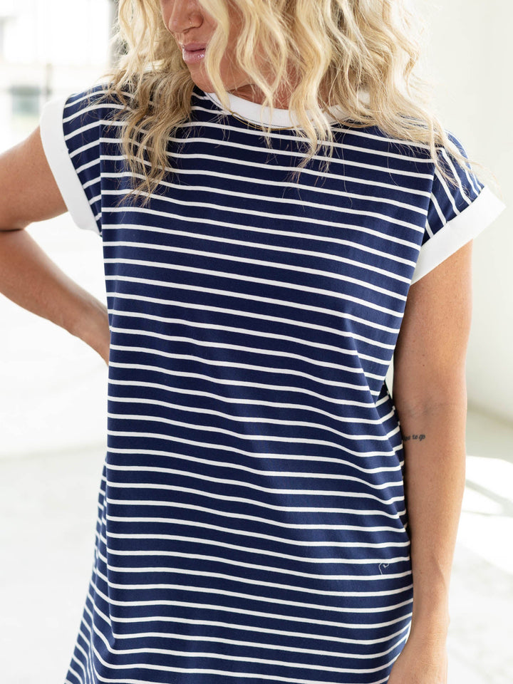 Contrast Trim Banded T-Shirt Dress