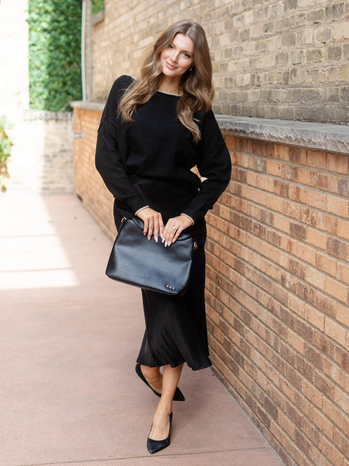 Contrast Trim Off The Shoulder Sweater