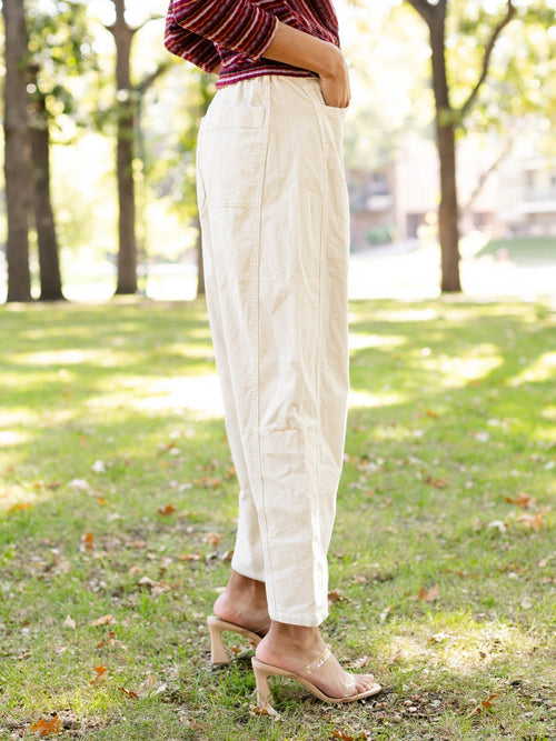 tan corduroy barrel pants