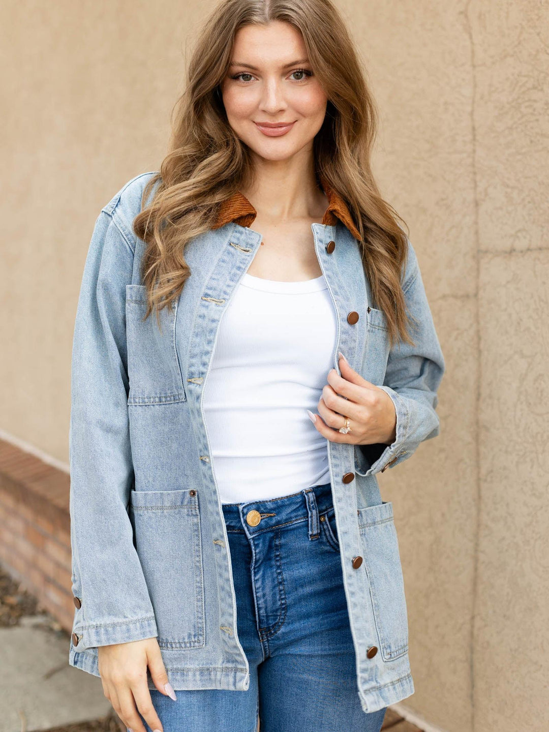 Corduroy Contrast Denim Barn Jacket