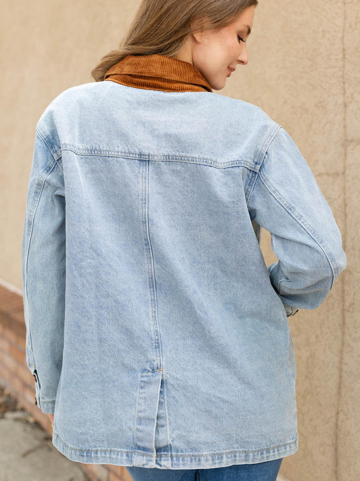 Corduroy Contrast Denim Barn Jacket