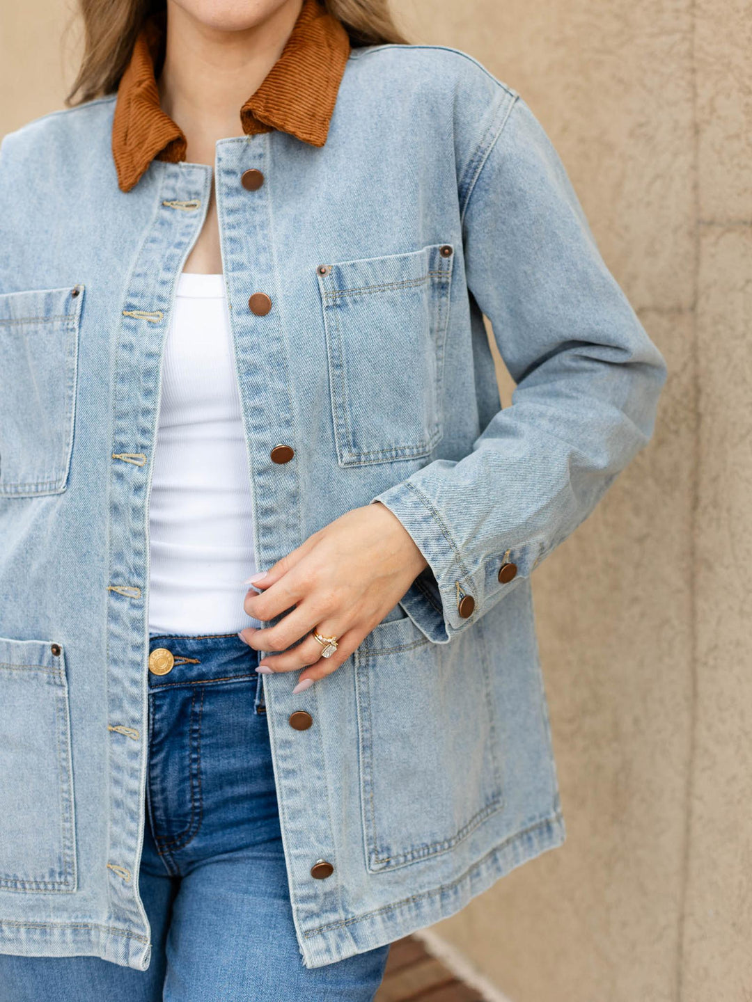 Corduroy Contrast Denim Barn Jacket