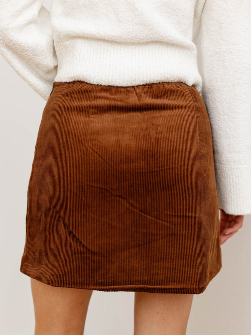 brown corduroy mini skirt
