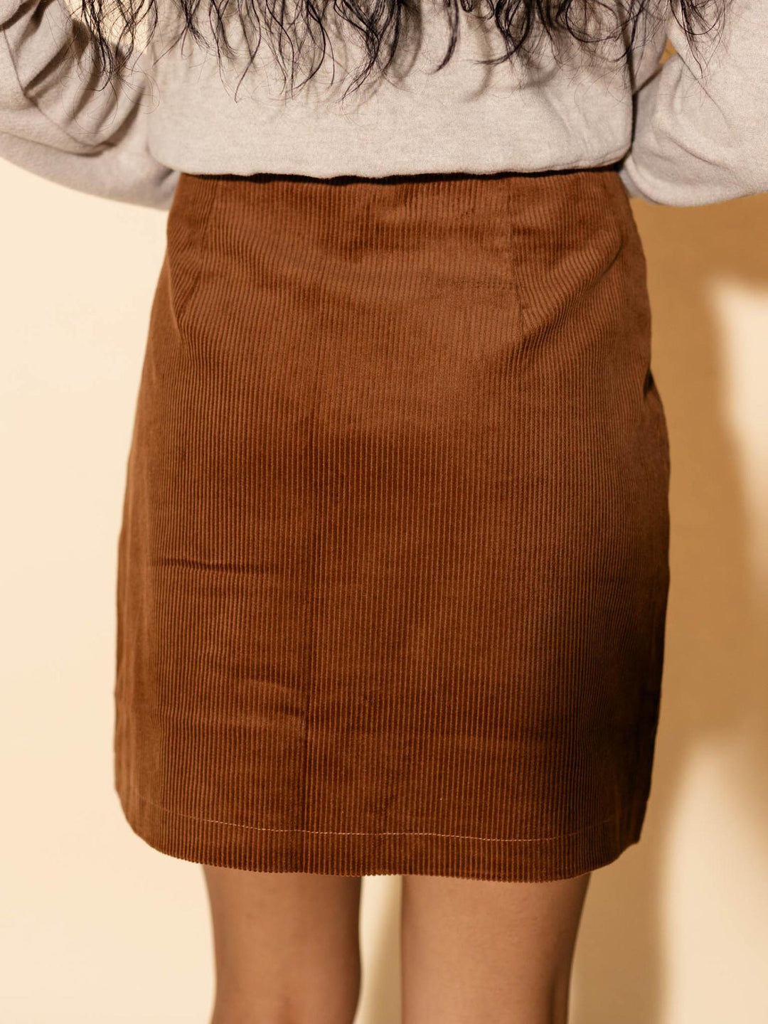 brown corduroy mini skirt